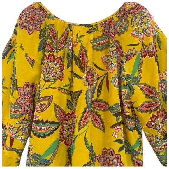 Johnny Was Silk Anka Floral Paisley Peasant Blouse Yellow Multi Boho S - Picture 8 of 8
